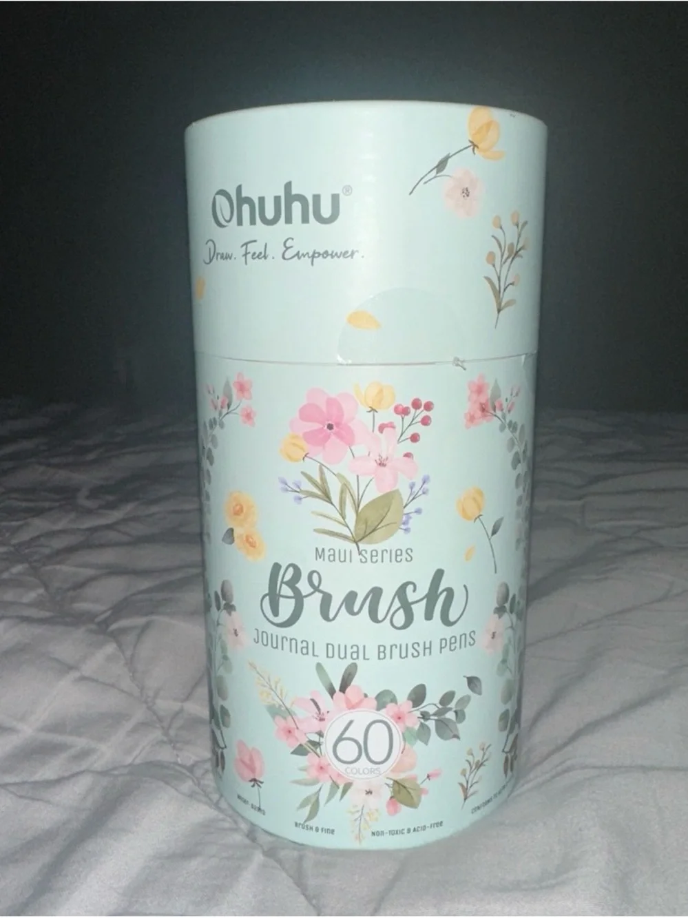 Ohuhu Brush Journal Dual Brush Pens - Floral Mint Case